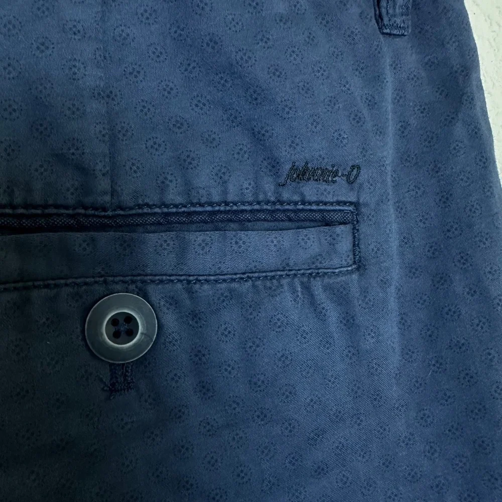 Johnnie-O Mens Blue Cotton Linen Micro Pattern Flat Front Shorts Size 40